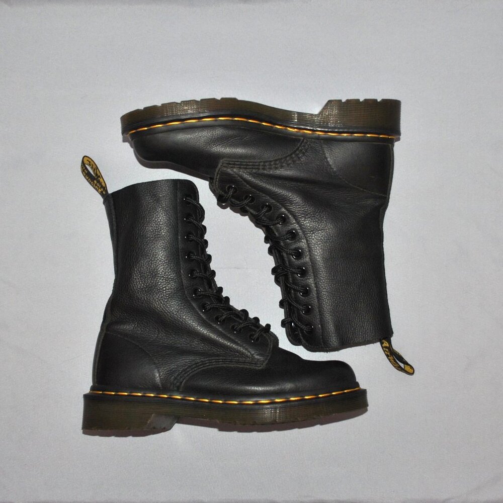 Dr. Martens Boots Size Women's 5 Black Virginia Leather 1490 Mid Calf Boots - Picture 5 of 11